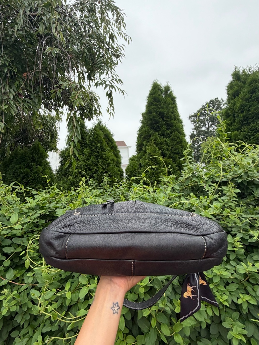 Vintage Fossil Black Leather Shoulder Bag Y2K Baguette Purse - Picture 7 of 8